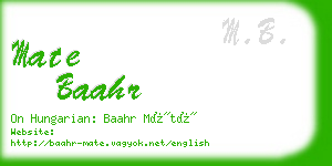 mate baahr business card